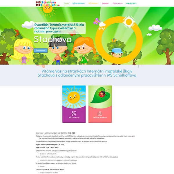 Корпоративный сайт детского садика Stachova в Праге